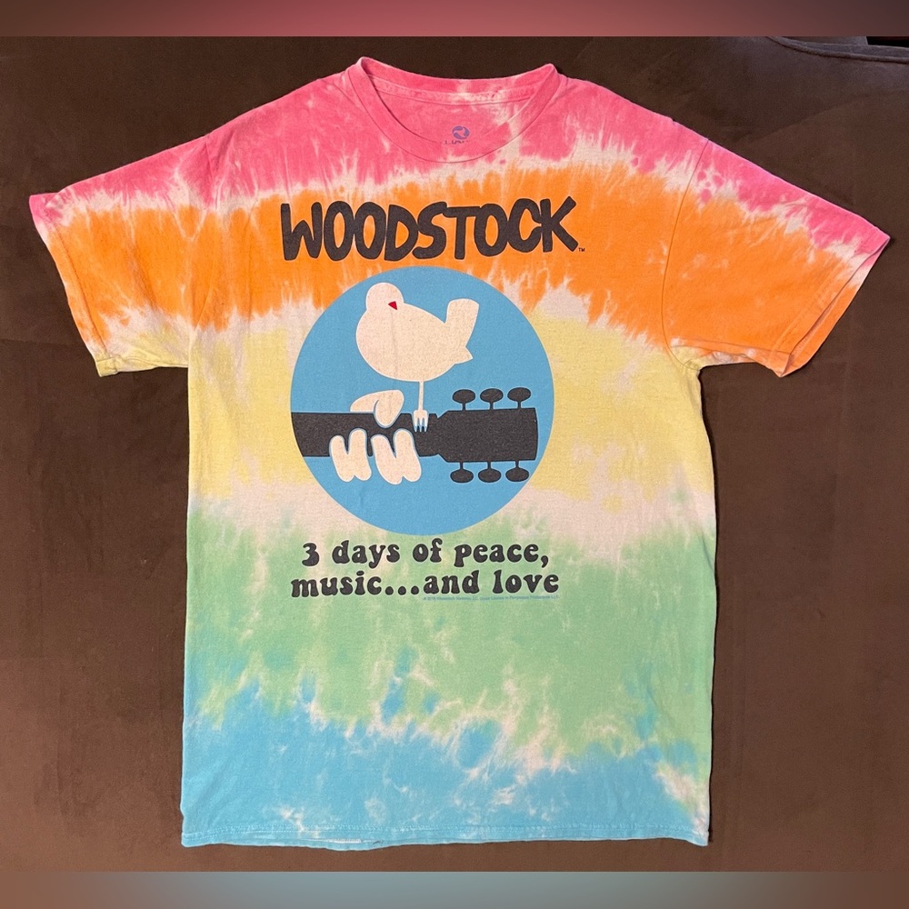2016 Liquid Blue Woodstock Tie Dye 3 Days Peace Music & Love Concert Tee M